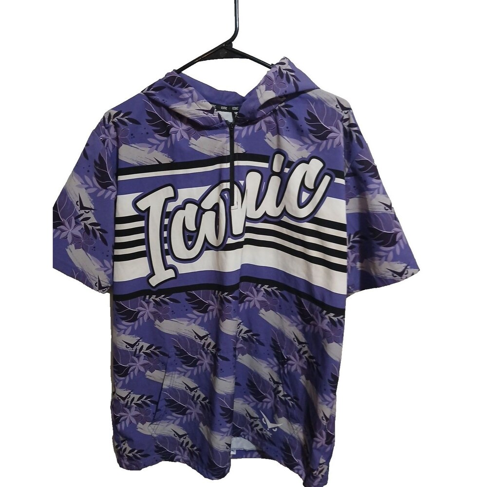 Iconic Purple Mens Size Large Hawaiian  Print Pullover